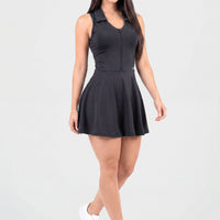 VESTIDO NEGRO CUELLO ESTILO POLO CIERRE FRONTAL RVC