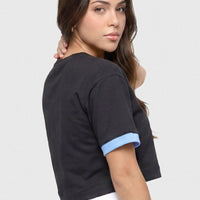 BLUSA NEGRA Y AZUL CUELLO REDONDO CDC