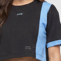 BLUSA NEGRA Y AZUL CUELLO REDONDO CDC