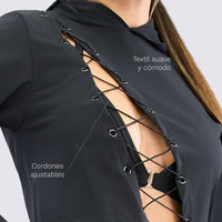 BUZO CON CORDONES AJUSTABLES NEGRO RVC