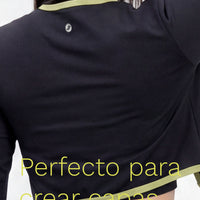 BUZO LIGERO NEGRO DE DISEÑO CORTO RVC