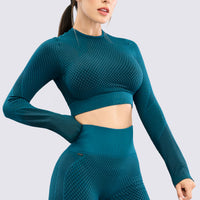 BUZO VERDE TURQUESA AJUSTADO Y TEXTURIZADO RVC