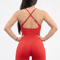 ENTERIZO SEAMLESS PUSH UP ROJO TIRANTES CRUZADOS RVC