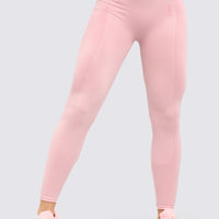 LEGGINGS COLOR ROSA PASTEL, CON ARRUNCHE EN GLÚTEOS Y COMPRESIÓN MUSCULAR ESTRATÉGICA.