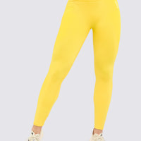 LEGGINGS COLOR AMARILLO SEAMLESS, CON TALLE ALTO, CINTURA ACANALADA.