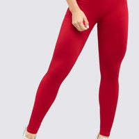 LEGGINGS COLOR ROJO SEAMLESS, CON TALLE ALTO, PERFECTO PARA CUALQUIER ACTIVIDAD DEPORTIVA.