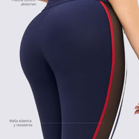 LEGGINGS AZUL MARINO CON PANELES LATERALES DE MALLA RVC
