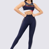 LEGGINGS AZUL MARINO CON PANELES LATERALES DE MALLA RVC