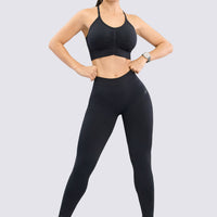 TOP NEGRO CON ESPALDA CRUZADA Y FRUNCIDO FRONTAL RVC