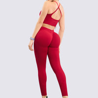 TOP ROJO CON ESPALDA CRUZADA Y FRUNCIDO FRONTAL RVC