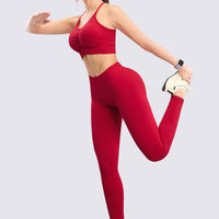 TOP ROJO CON ESPALDA CRUZADA Y FRUNCIDO FRONTAL RVC