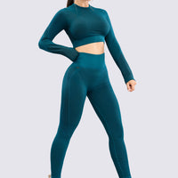 BUZO VERDE TURQUESA AJUSTADO Y TEXTURIZADO RVC