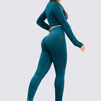 BUZO VERDE TURQUESA AJUSTADO Y TEXTURIZADO RVC