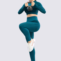 BUZO VERDE TURQUESA AJUSTADO Y TEXTURIZADO RVC