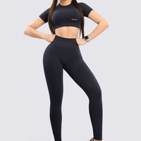 TOP DEPORTIVO NEGRO MANGA CORTA RVC - colombiangymwear