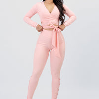 LEGGINGS TIRAS CRUZADAS ROSA MUSE CCR