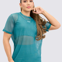 MALLA DEPORTIVA, ESTILO OVERSIZE, COLOR VERDE JADE.