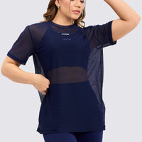 MALLA DEPORTIVA COLOR AZUL MARINO, ESTILO OVERSIZE, PERFECTO PARA CUALQUIER ENTRENAMIENTO DEPORTIVO.