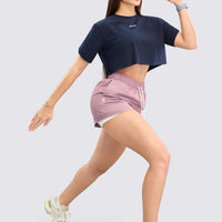 CAMISETA CROP AZUL MARINO CON CORTES TRASEROS RVC