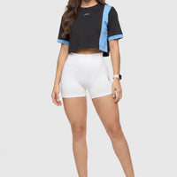 BLUSA NEGRA Y AZUL CUELLO REDONDO CDC