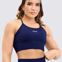 TOP SEAMLESS COLOR AZUL MARINO CON COPAS REMOVIBLES.