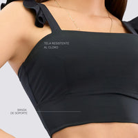 TOP CROP NEGRO CON VOLANTES RVC