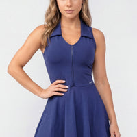 VESTIDO AZUL MARINO CUELLO ESTILO POLO RVC