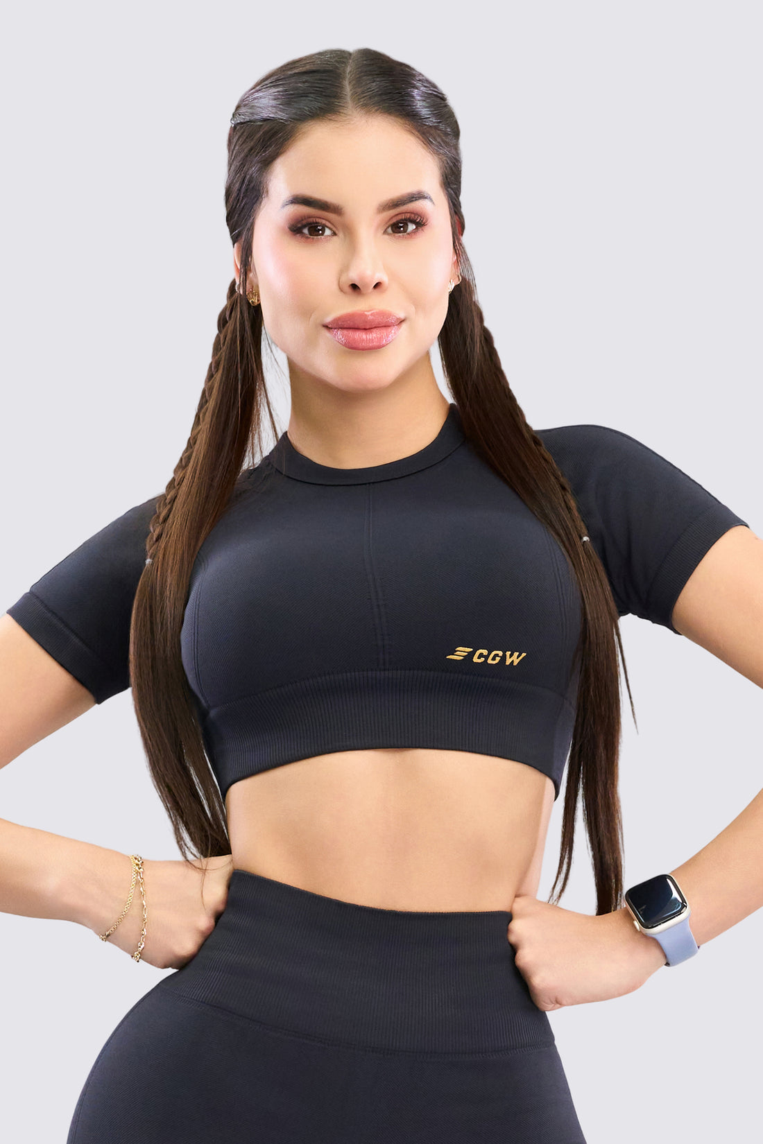 TOP DEPORTIVO NEGRO MANGA CORTA RVC - colombiangymwear