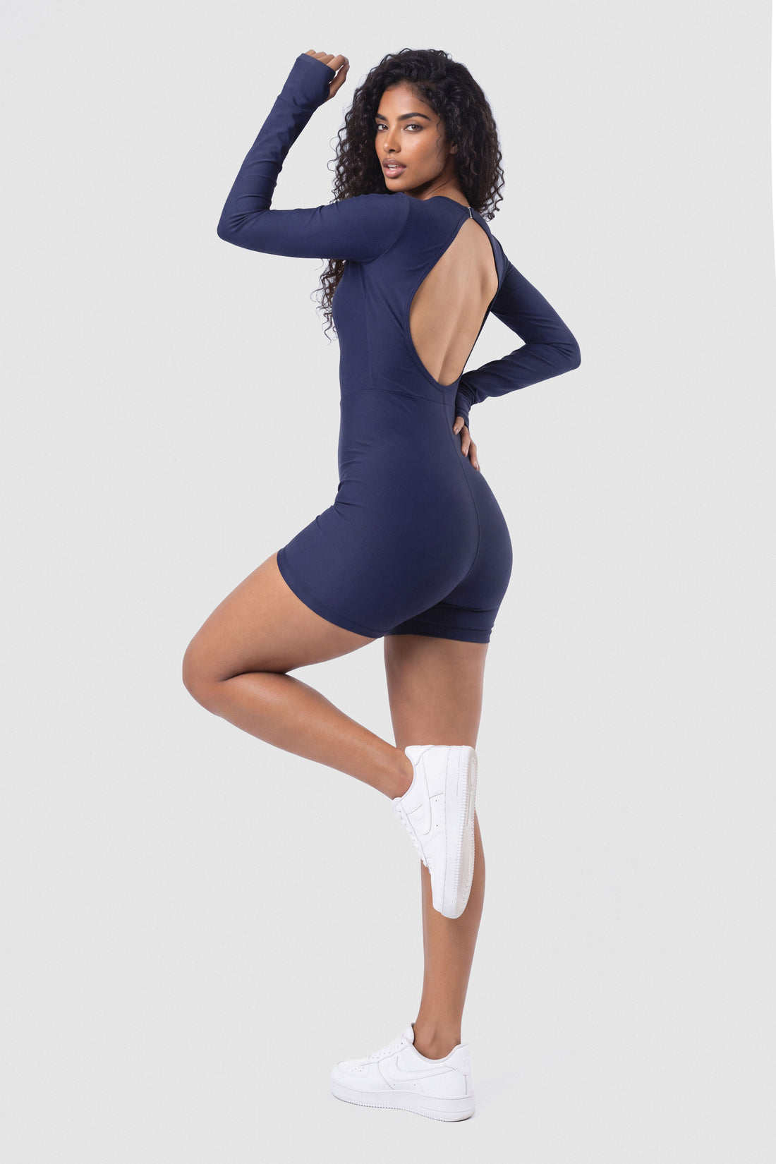 ENTERIZO AZUL NAVY  MANGA LARGA OPEN BACK PPC
