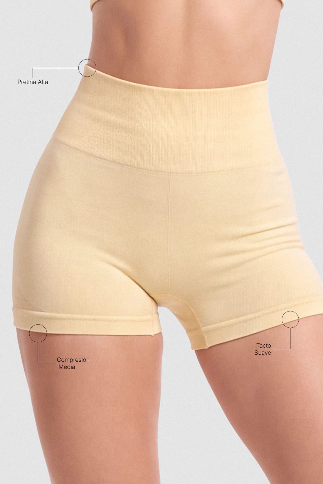 SHORT AMARILLO MANTEQUILLA PRETINA ALTA PPC