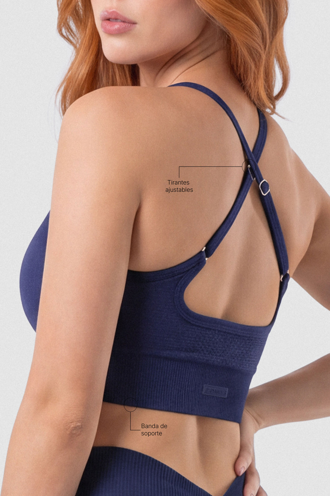 TOP AZUL MARINO CON ESPALDA CRUZADA Y FRUNCIDO FRONTAL PPC