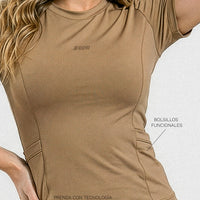 BLUSA DEPORTIVA MOCCA MANGA CORTA RVC