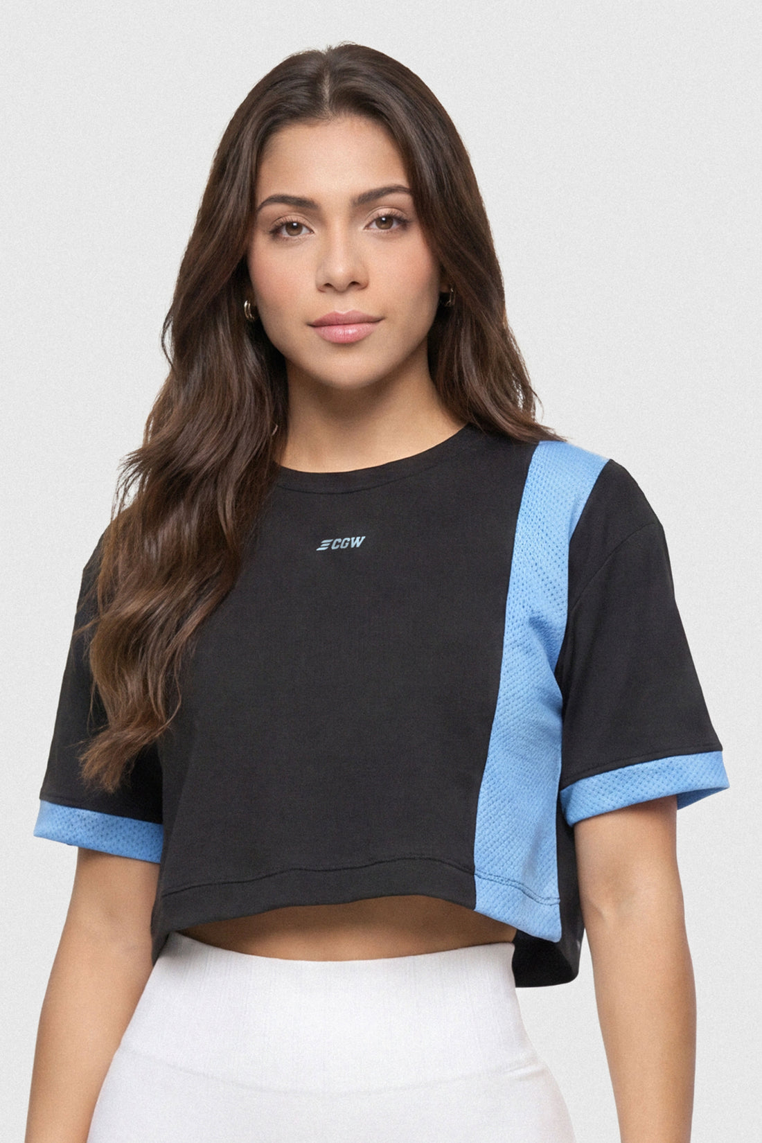 BLUSA  NEGRA  Y AZUL CUELLO REDONDO CDC