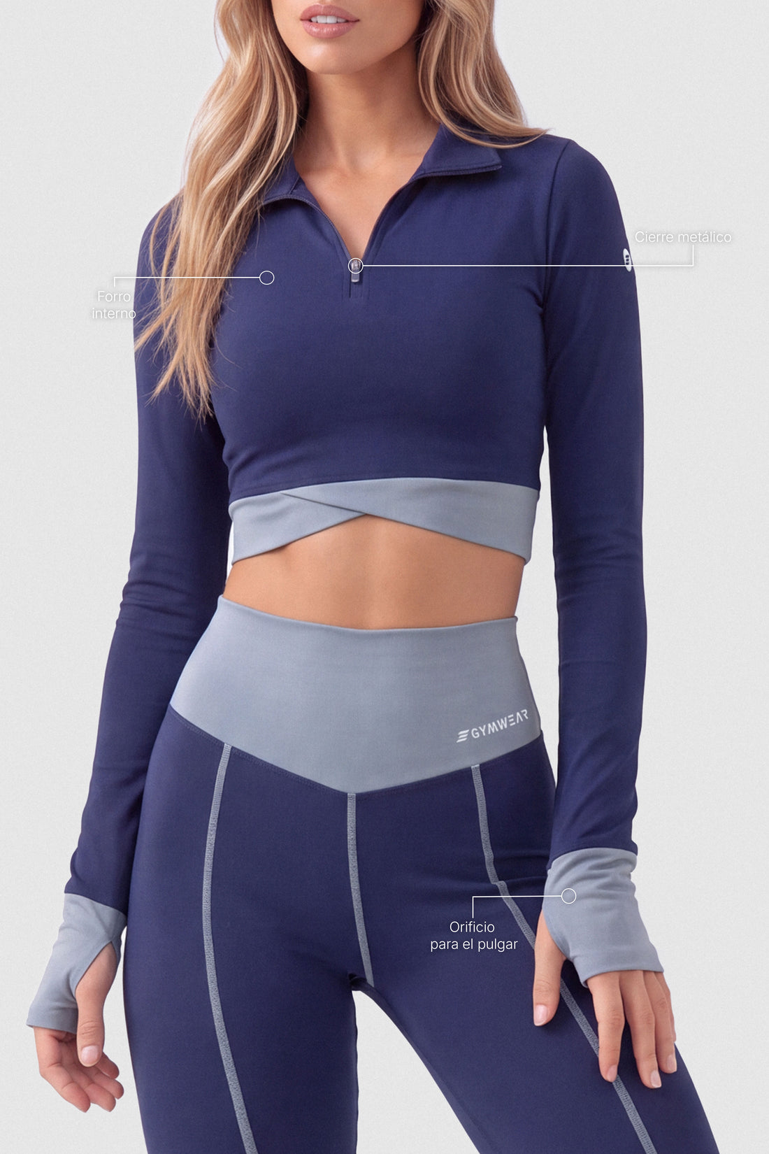 BUZO MANGA LARGA DUO TONO AZUL PPC