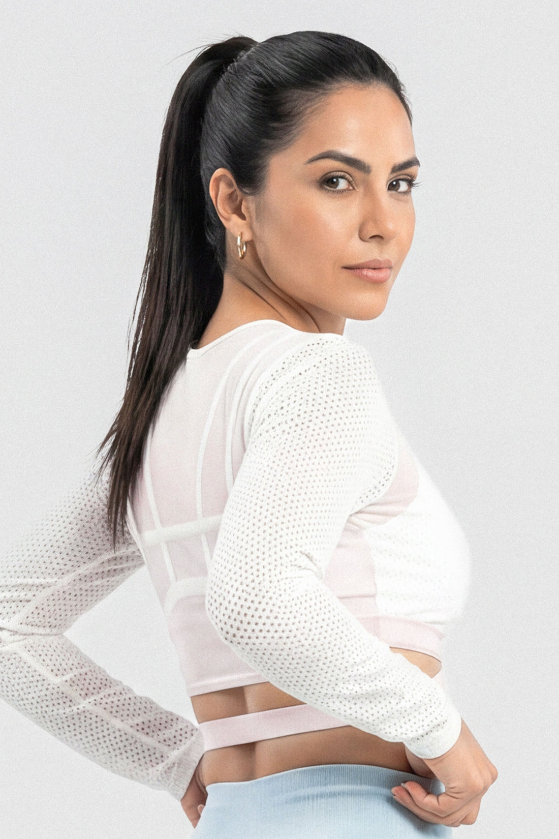 BUZO BLANCO MALLA MUJER AJUSTABLE EN CINTURA CDC
