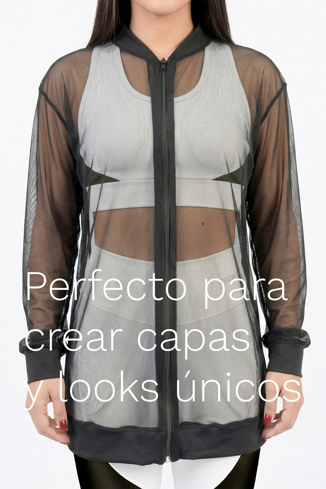 BUZO DEPORTIVO  EN MALLA COLOR NEGRO RVC