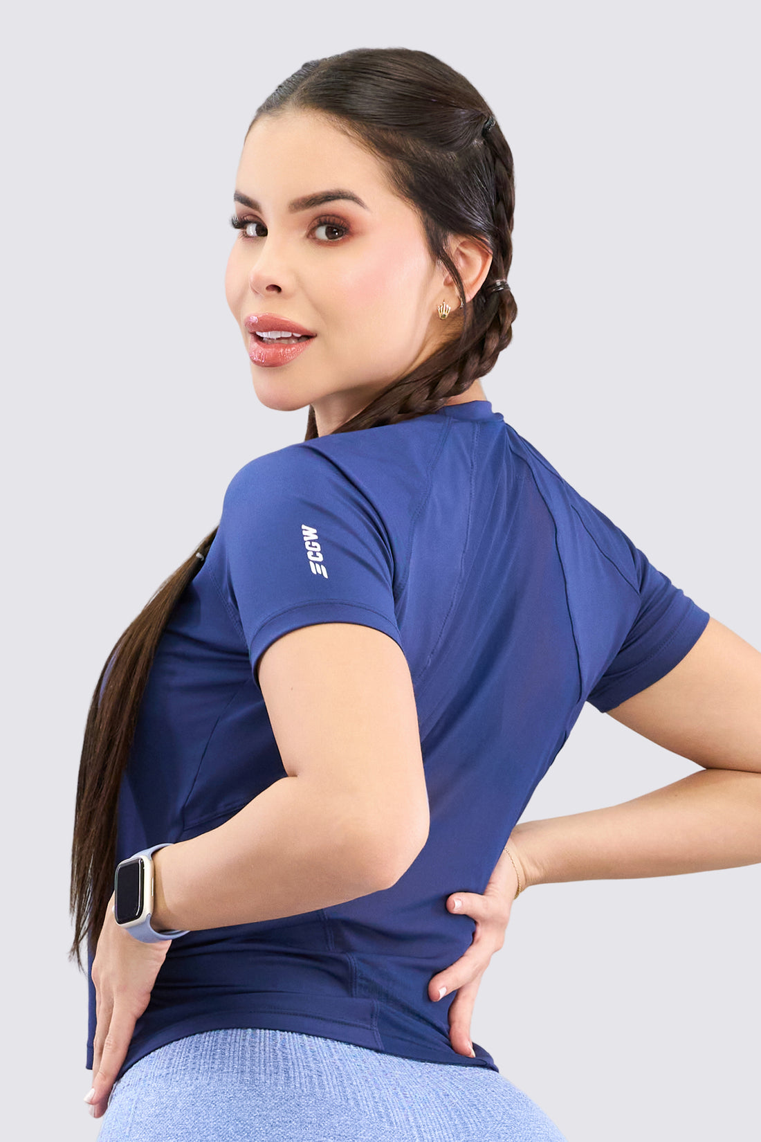 BLUSA AZUL MARINO MALLA EN LA ESPALDA  RVC