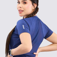 BLUSA AZUL MARINO MALLA EN LA ESPALDA  RVC