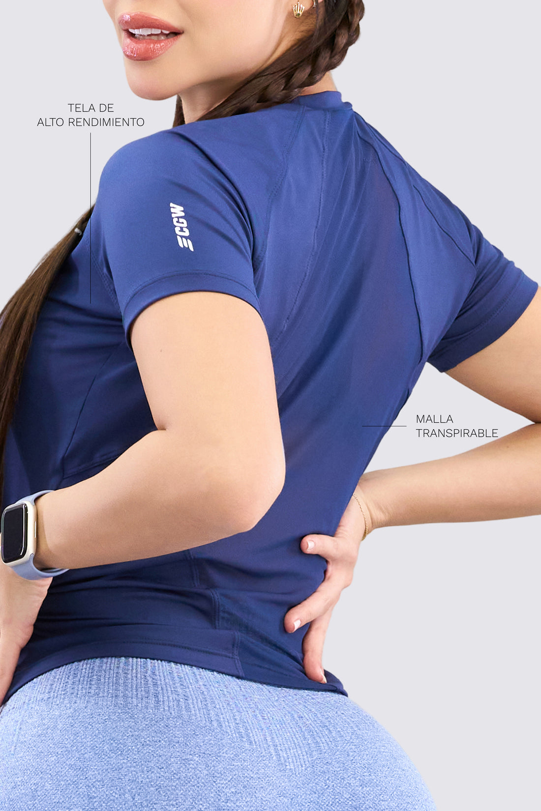 BLUSA AZUL MARINO MALLA EN LA ESPALDA  RVC