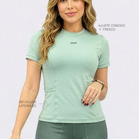 BLUSA DEPORTIVA VERDE CLARO MANGA CORTA RVC