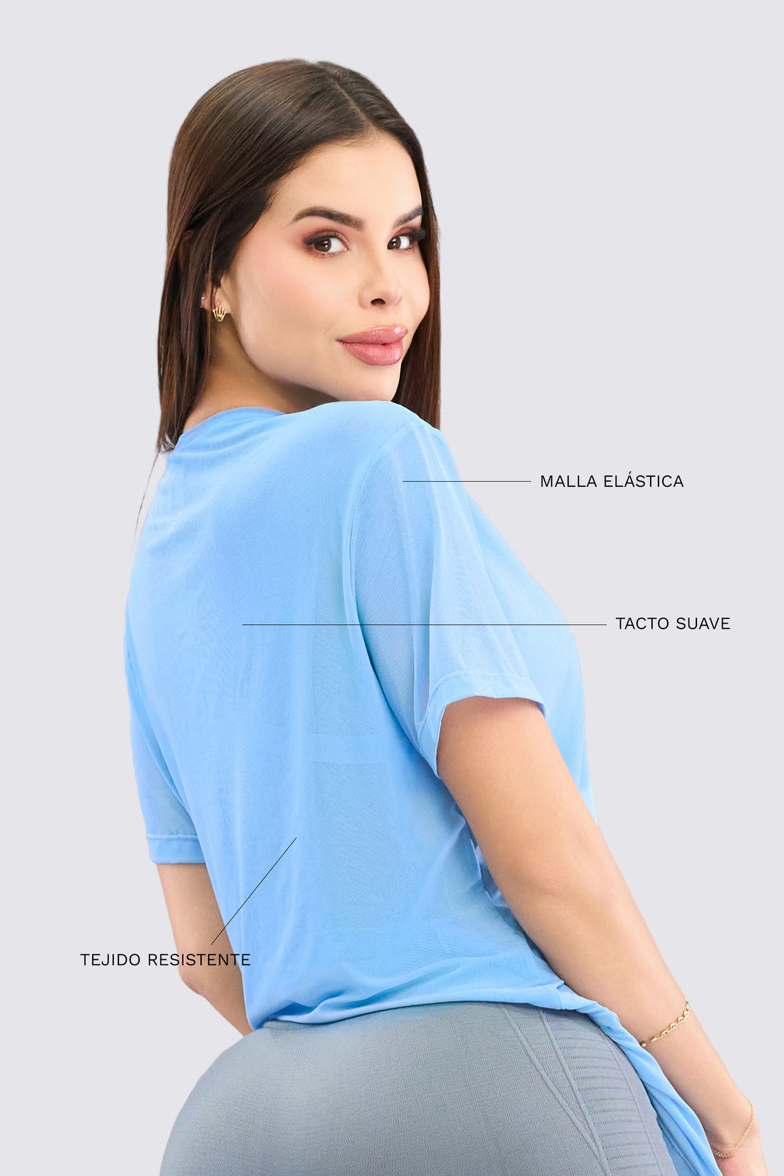 CAMISETA EN MALLA AZUL CLARO RVC