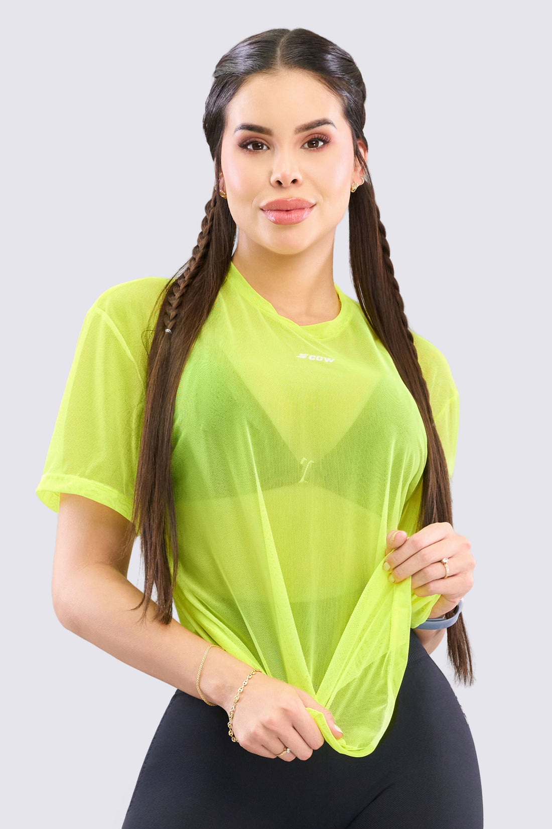 CAMISETA EN MALLA AMARILLO NEÓN CLARO RVC