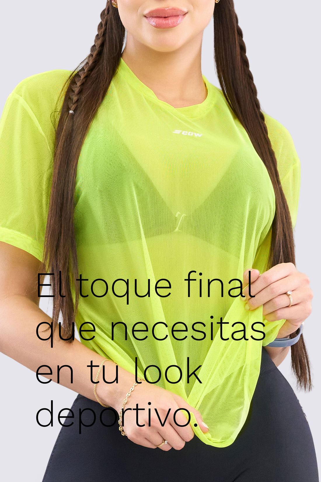 CAMISETA EN MALLA AMARILLO NEÓN CLARO RVC