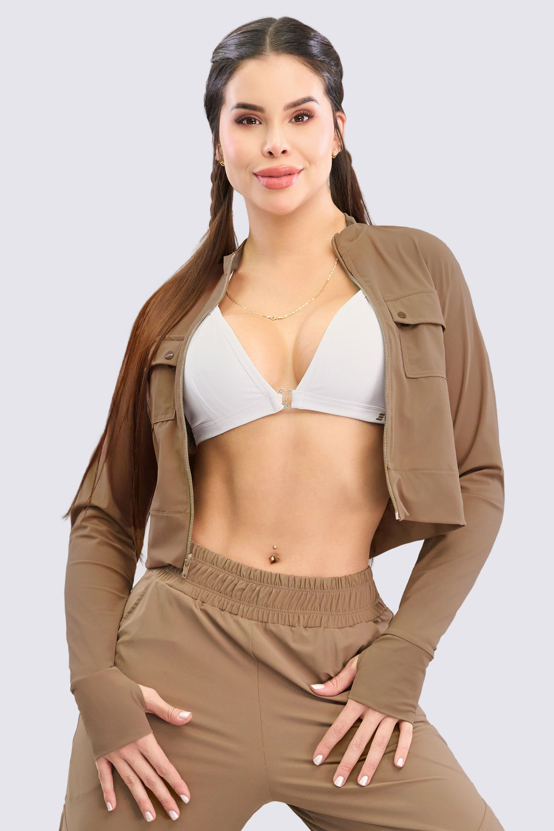 CHAQUETA CHOCOLATE CIERRE FRONTAL CCR