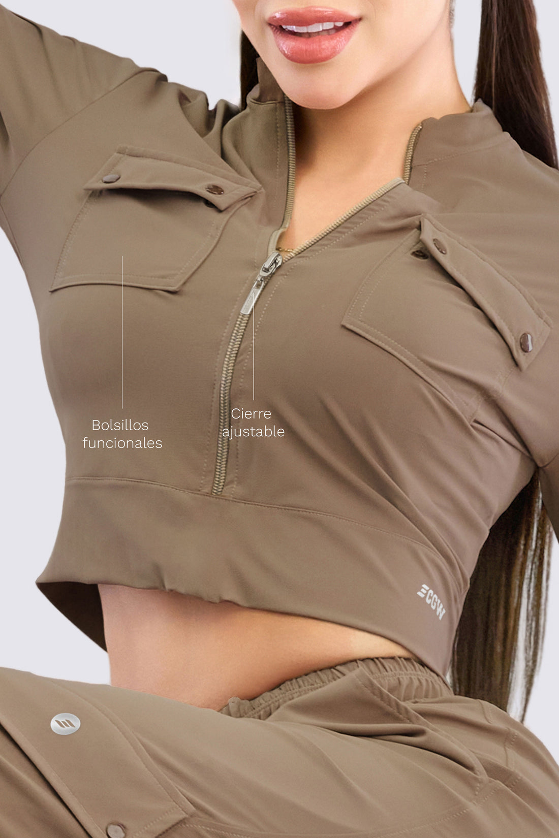 CHAQUETA CHOCOLATE CIERRE FRONTAL RVC