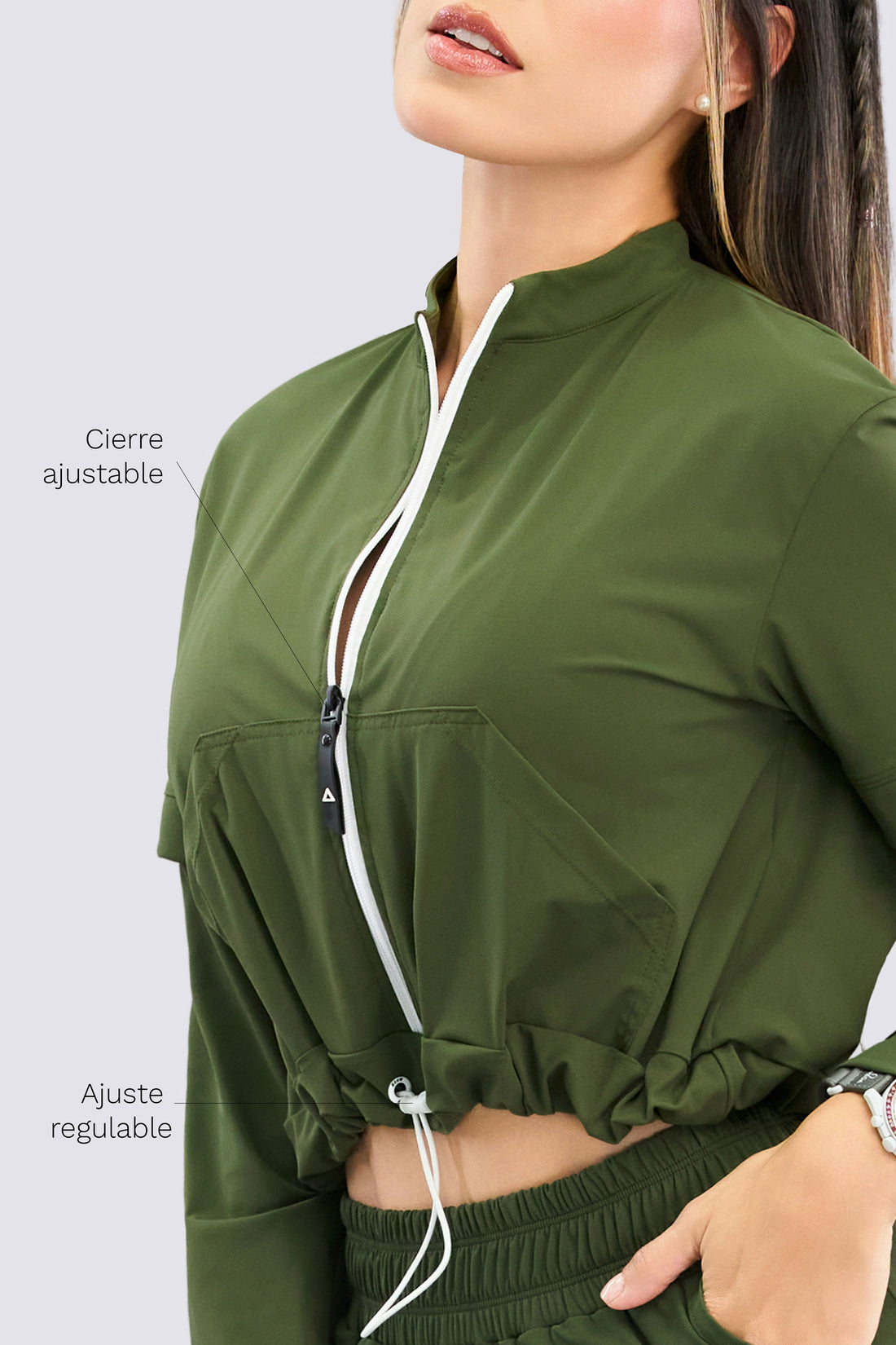 CHAQUETA AJUSTE REGULABLE VERDE MILITAR RVC