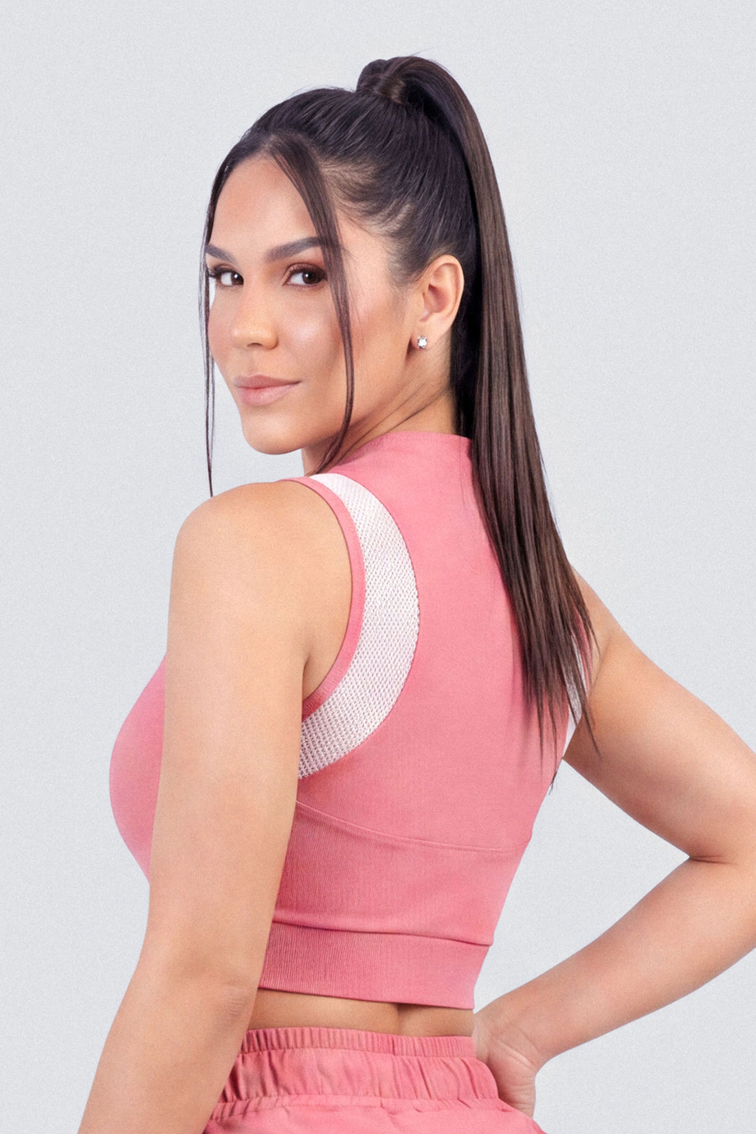 CROPTOP COLOR ROSADO MALLA TRANSPIRABLE CCR