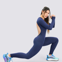 ENTERIZO SEAMLESS AZUL MARINO TEJIDO ACANALADO RVC