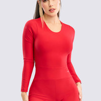 ENTERIZO ROJO  ESPALDA ABIERTA MANGA LARGA RVC