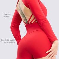 ENTERIZO ROJO  ESPALDA ABIERTA MANGA LARGA RVC